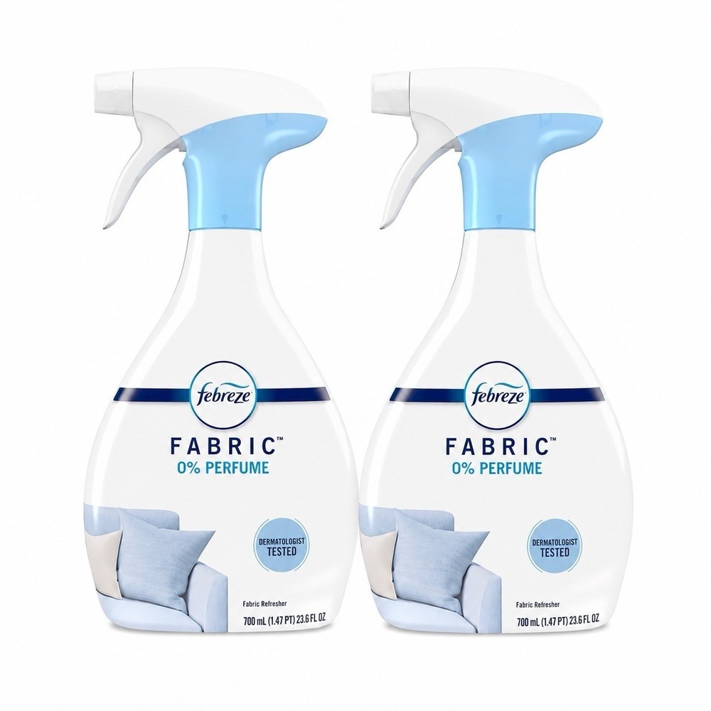 2 Febreze Fabric Refresher 0% Perfume Fabric Spray 23.6 oz Unscented Derm Tested